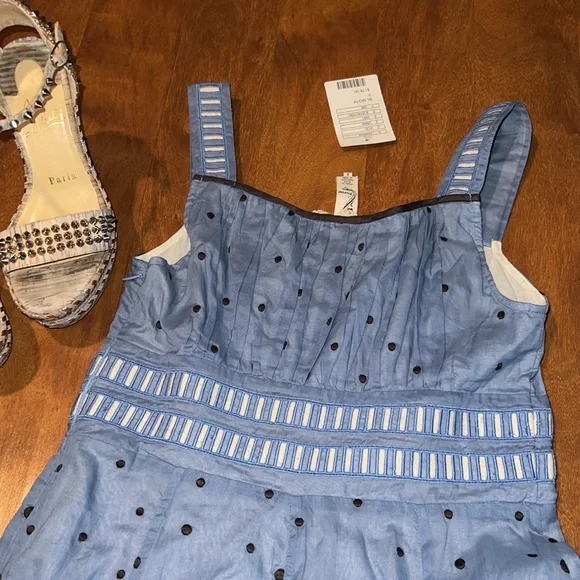 Anthropologie Floreat Blue A Line dress Spring - Picture 8 of 10